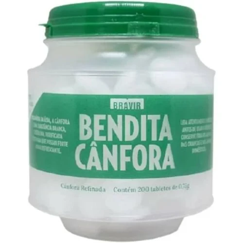 Cânfora Refinada Bravir Pote 200 Tabletes 0.75g