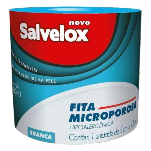 Fita Microporosa Hipoalergênica Salvelox Branca 5 cm x 4,5 m