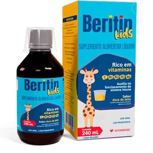 Beritin Kids Xarope 240ml Vitamedic Suplemento Multivitamínico Infantil