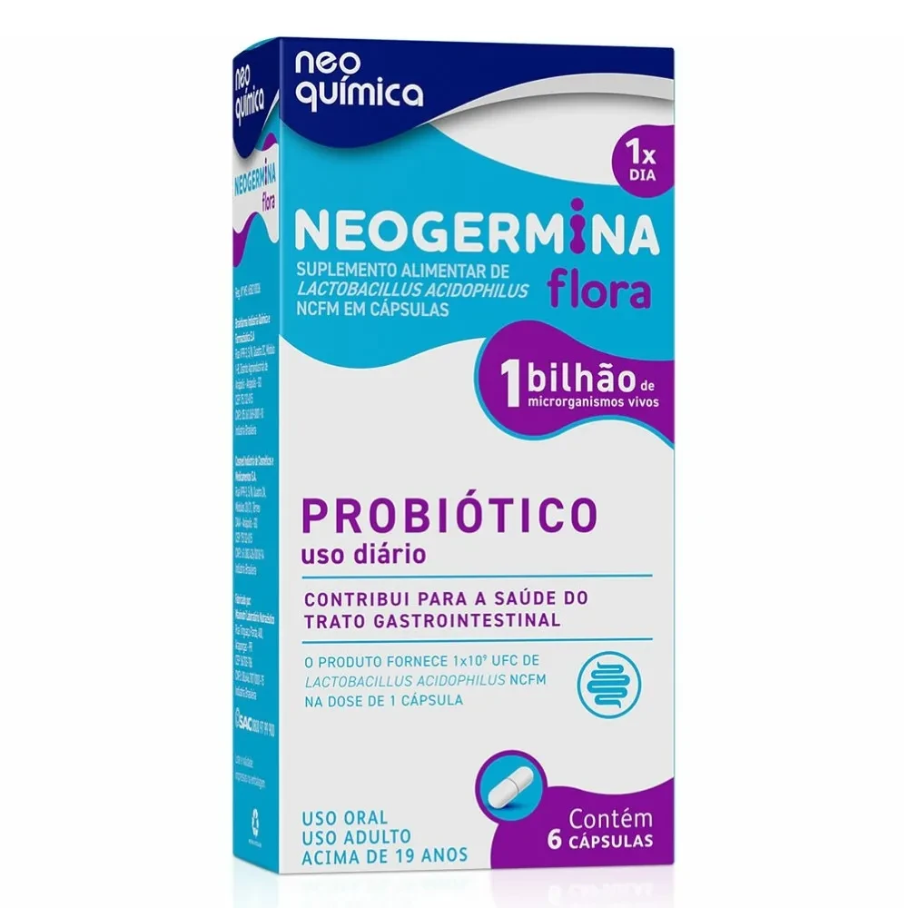 Neogermina Flora Probiótico 1 Bilhão 6 Cápsulas Neo Química