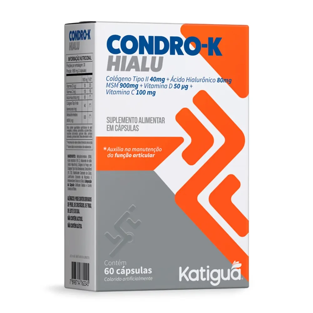 Condro-K Hialu Colágeno Tipo II + Ácido Hialurônico 60 Cápsulas Katiguá
