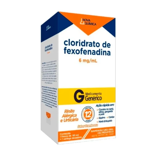 Antialérgico Fexofenadina 6mg Genérico Nova Química 60ml Suspenção Oral + Seringa Dosadora