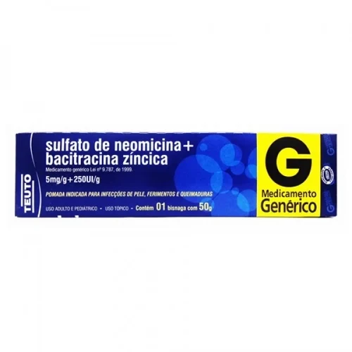 Pomada Dermatológica Genérica Sulfato de Neomicina 5mg/g + Bacitracina Zíncica 250UI/g 15g Teuto