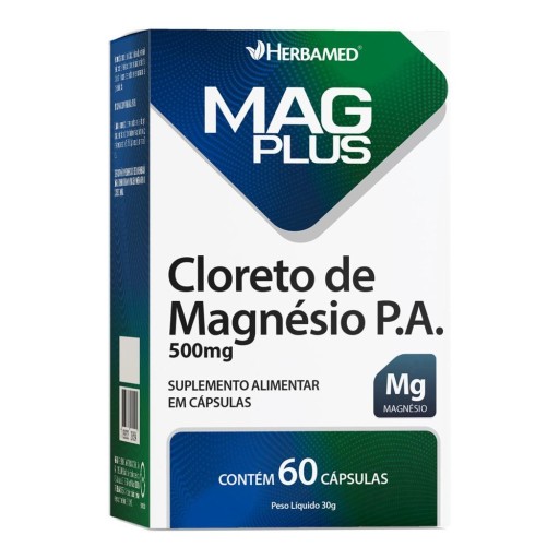 MagPlus Cloreto de Magnésio P.A. 500mg 60 Cápsulas Herbamed