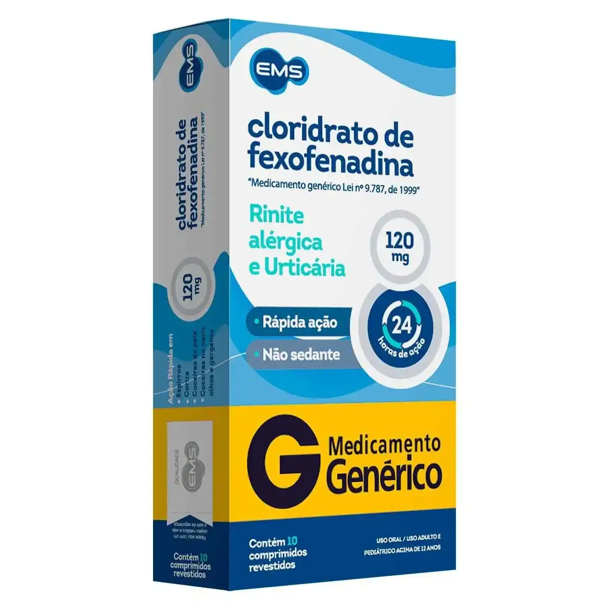 Cloridrato de Fexofenadina 120mg Genérico EMS 10 Comprimidos