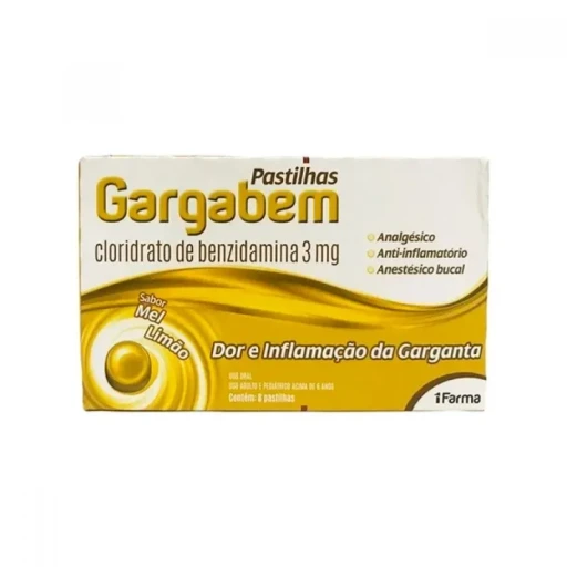 Gargabem Pastilhas 3mg Sabor Mel e Limão com 8 Unidades