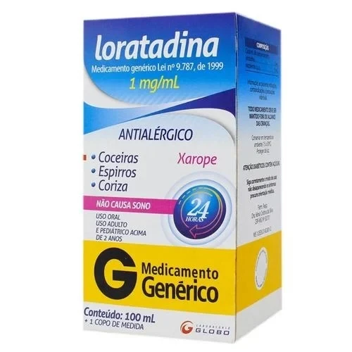 Loratadina 1mg/ml Xarope 100ml Genérico Globo