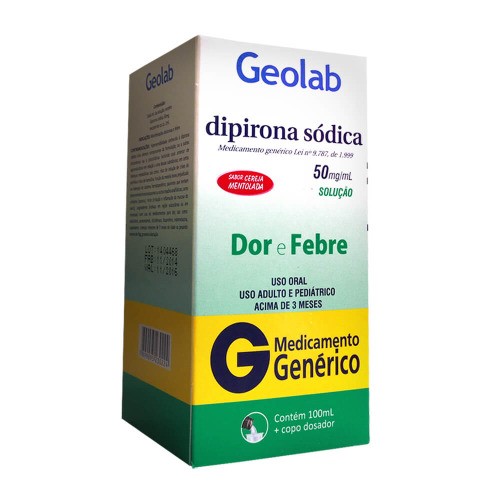 Dipirona Sódica 50mg/ml Solução Oral 100ml Geolab Genérico