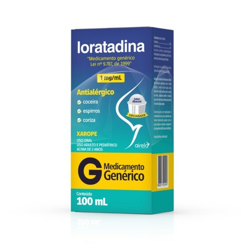 Loratadina Airela 1mg/mL Xarope 100mL Sabor Abacaxi