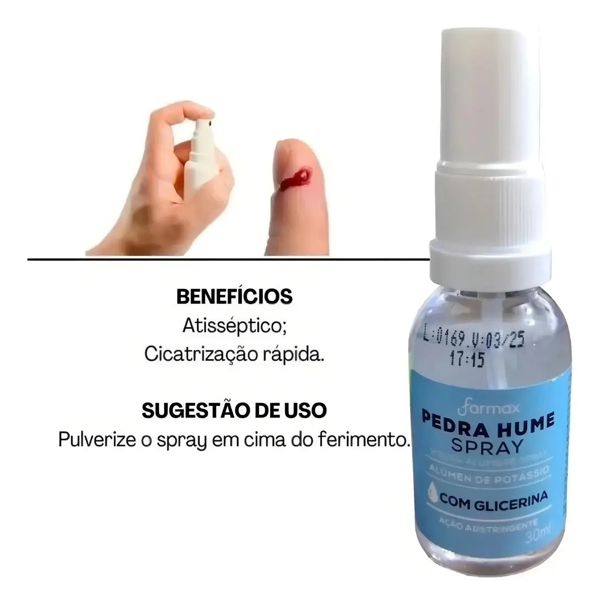 Pedra Hume Spray com Glicerina 30ml Farmax