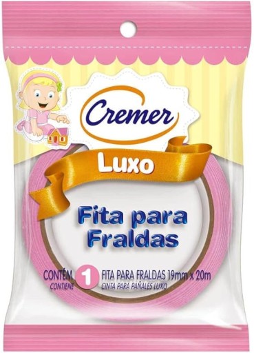 Fita para Fralda Cremer Luxo Rosa 19 mm x 20 m Meninas
