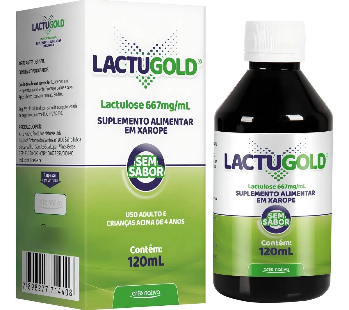 Lactugold 120ml Lactulose - Arte Nativa Sabor Sem Sabor