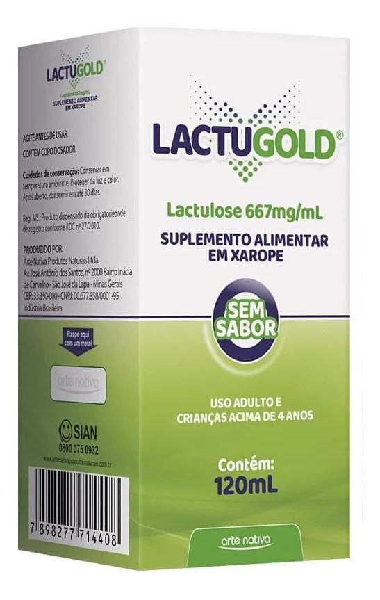 Kit 10x Lactugold 120ml Lactulose - Arte Nativa Sabor Sem Sabor