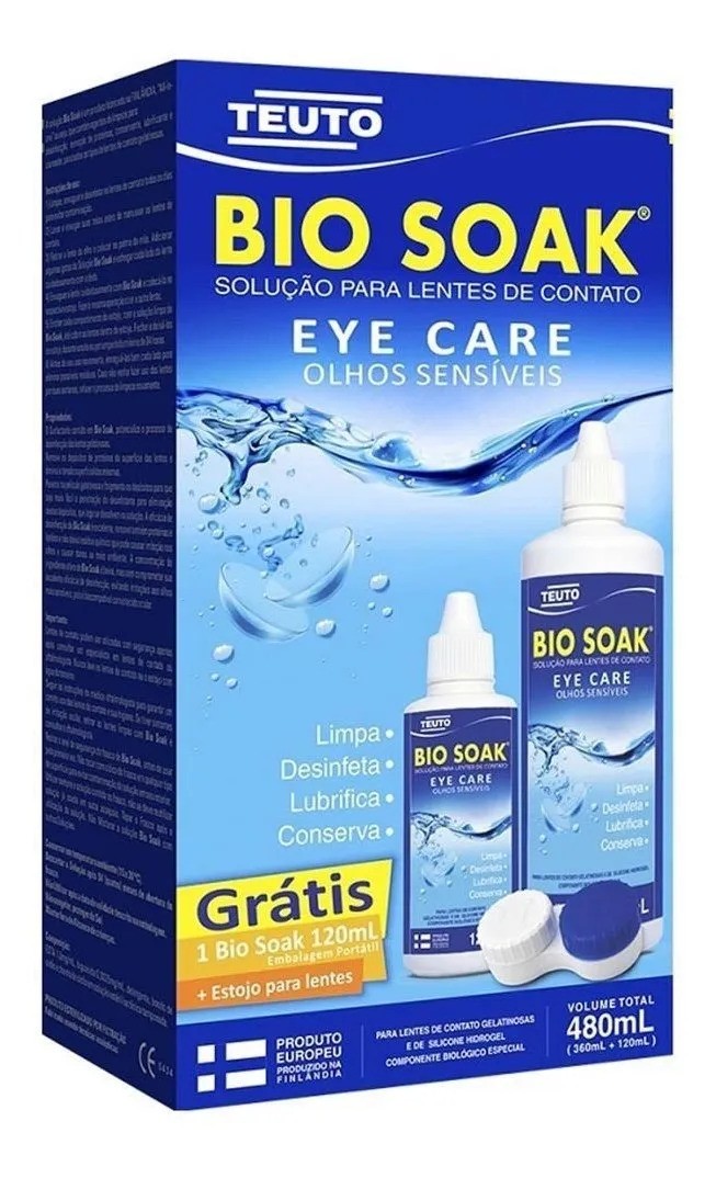 Kit Bio Soak Solução para Lentes de Contato 480ml + Estojo