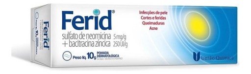 Ferid 5mg/g + 250UI/g, caixa com 1 bisnaga com 10g de pomada de uso dermatológico-União Química