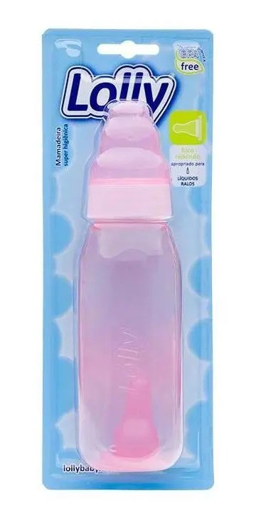 Mamadeira Lolly Clássica Rosa 220ml Sem BPA Resistente ao Calor