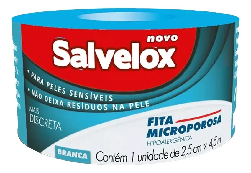 Fita Microporosa Salvelox Branco Hipo 2,5cmx4,5m