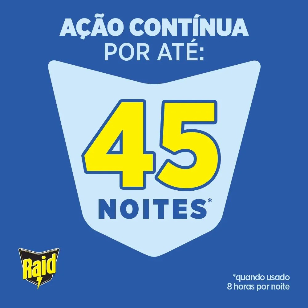 Repelente Elétrico Líquido Raid 45 Noites - 1 Aparelho e 1 Refil de 32,9ml