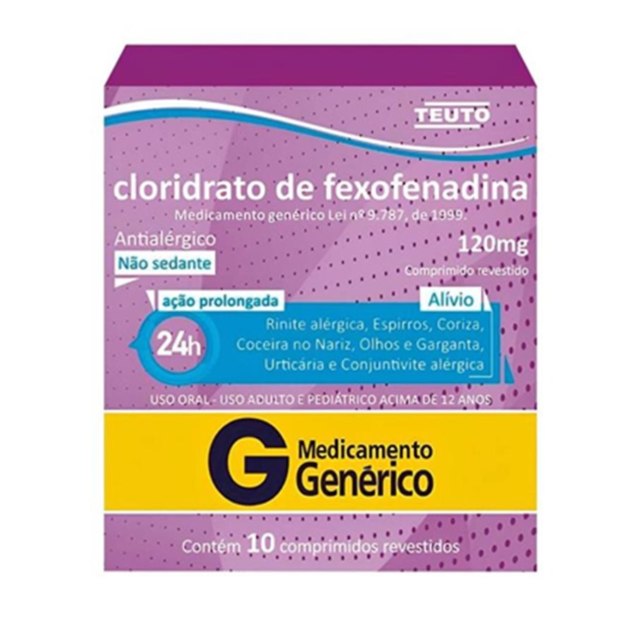 Cloridrato de Fexofenadina 120mg 10 Comprimidos Teuto