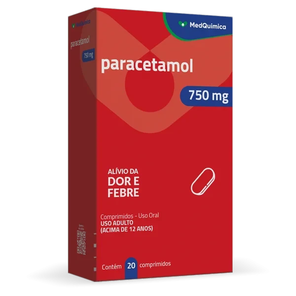 Paracetamol 750mg 20 Comprimidos Medquímica