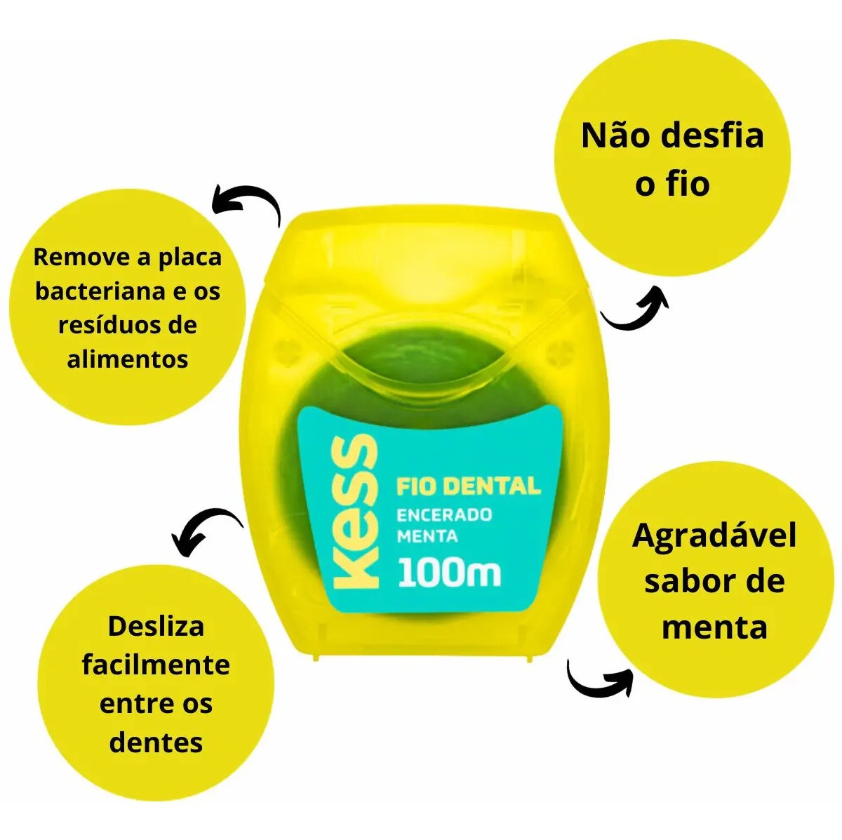 Fio Dental Encerado Menta Kess 100m Resistente ao Desfiado
