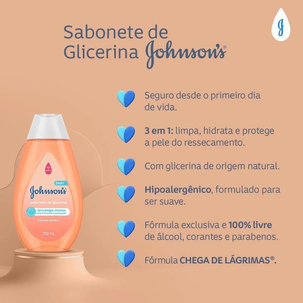 Sabonete Líquido Glicerina Da Cabeça Aos Pés Johnson's Baby 200ml