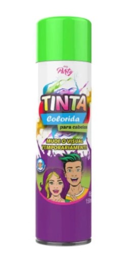 Tinta Spray Temporária Colorido para Cabelos Verde