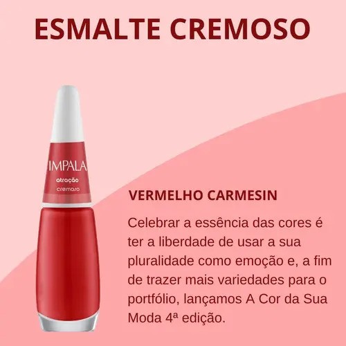 Esmalte Impala Atração Vermelho Cremoso Nova Coleção