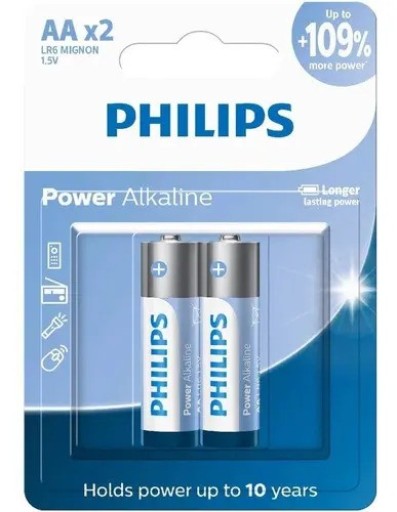 2 Pilhas Alcalinas AA Philips