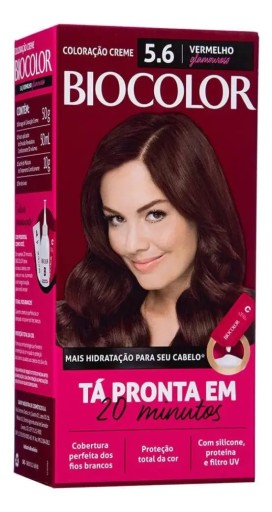 Tintura Coloração Creme Biocolor Tom 5.6 Vermelho Glamuroso 110 mL