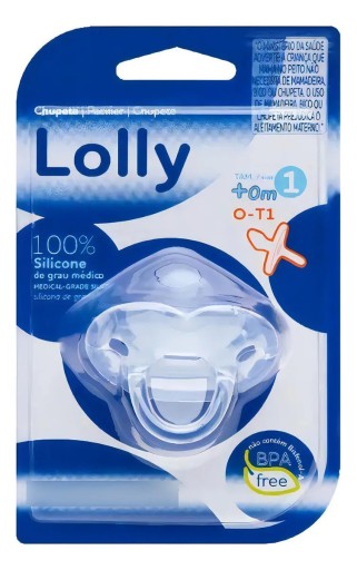 Chupeta Silicone Lolly Transparente 0-6 Meses com Capa de Proteção