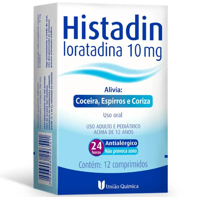 Histadin Loratadina 10mg 12 Comprimidos União Química