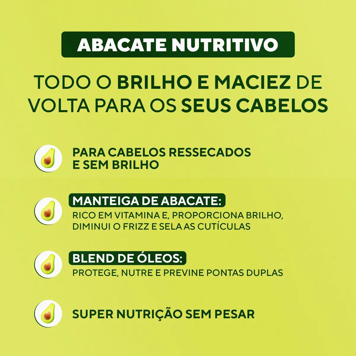 Máscara De Nutrição Dabelle Abacate Nutritivo, Cabelos Ressecados E Sem Brilho, Creme, Manteiga Blend De Óleos, Nutre Sem Pesar, Sem Sulfato, Sem Parabenos, Sem Corantes E Sal. De 800ml 800g - 3