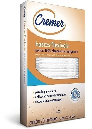 12 x Cotonetes Hastes Flexíveis com 75 Unidades Cada Atacado