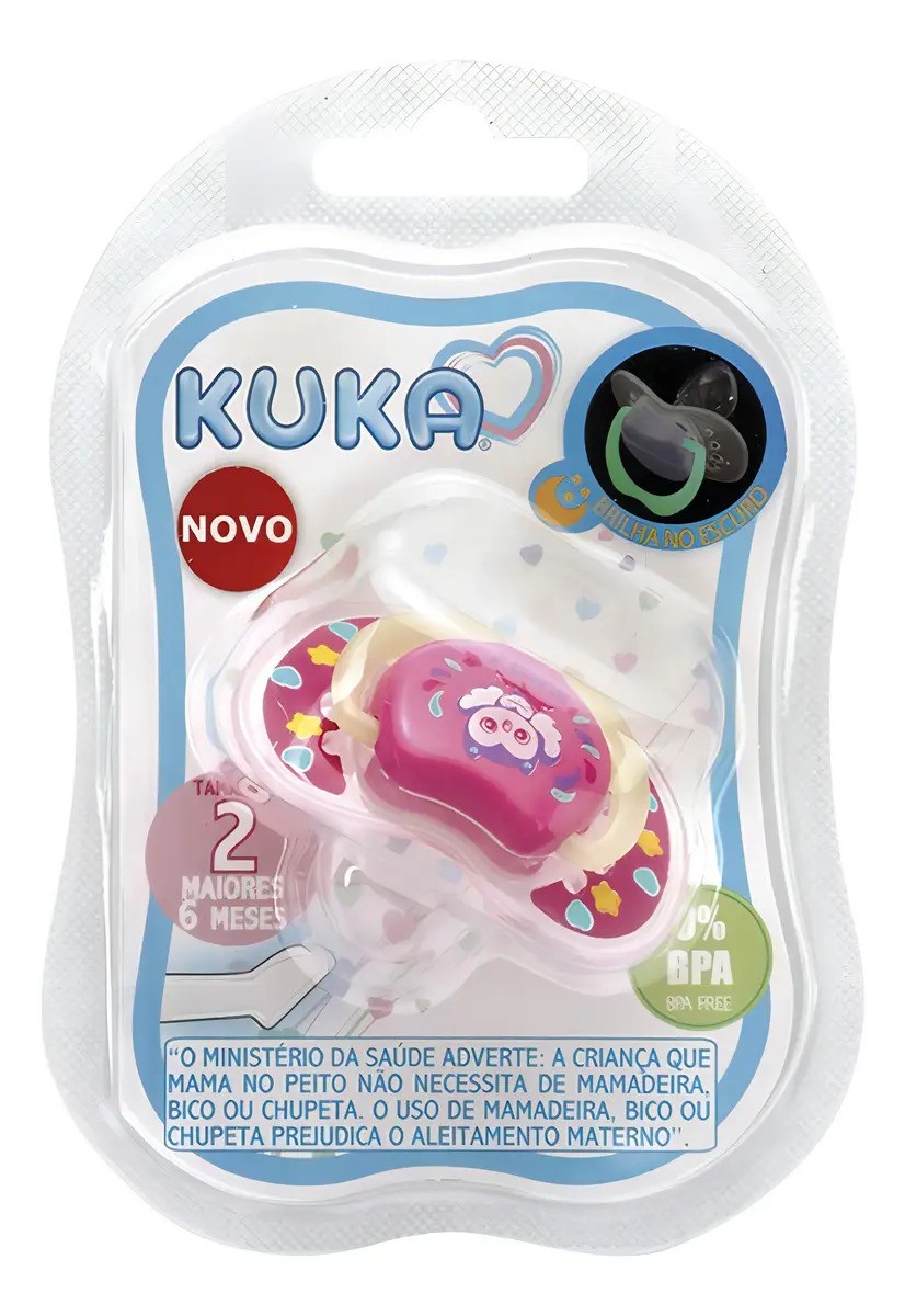 Chupeta Koala Baby Lumina Rosa Brilha No Escuro Silicone 0-6 Meses