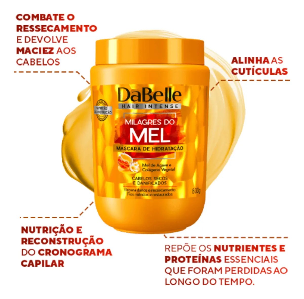 Máscara Hidratação Milagres do Mel DaBelle Hair 800g