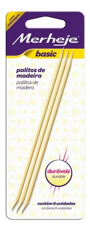 Palito para Manicure Cutícula Unha Descartável Madeira 6 Uni