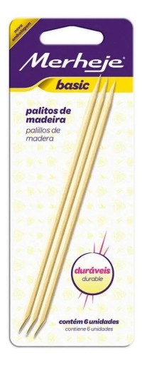 Palito para Manicure Cutícula Unha Descartável Madeira 6 Uni