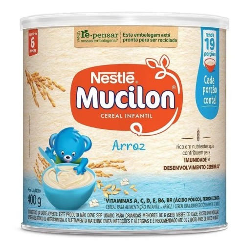Cereal infantil Arroz lata 400g Mucilon Nestlé