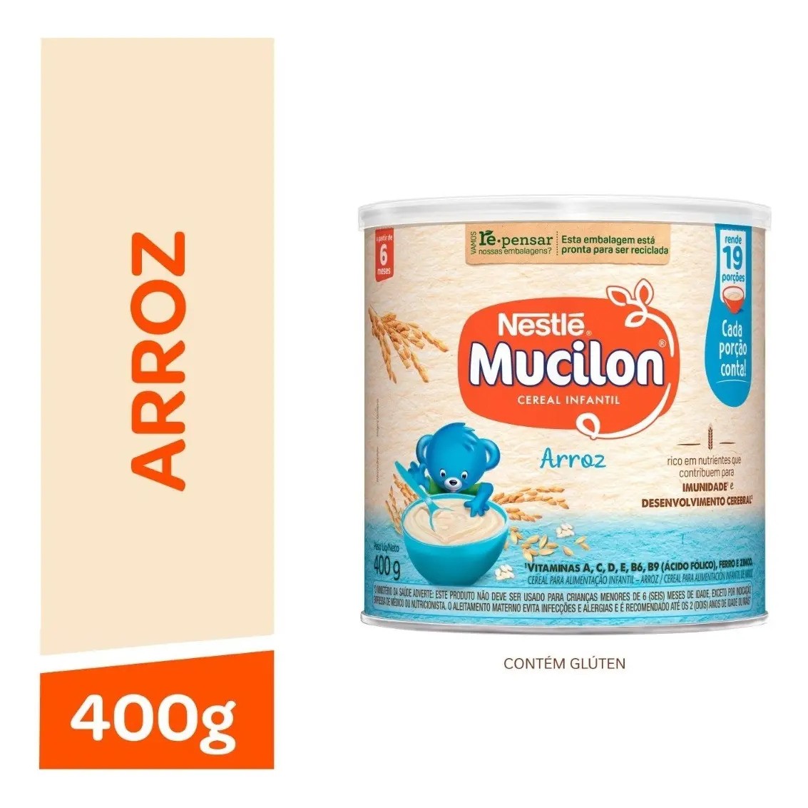 Cereal infantil Arroz lata 400g Mucilon Nestlé