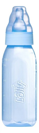 Mamadeira Lolly Clean Azul 220 ml Bico Clássico Silicone Sem BPA