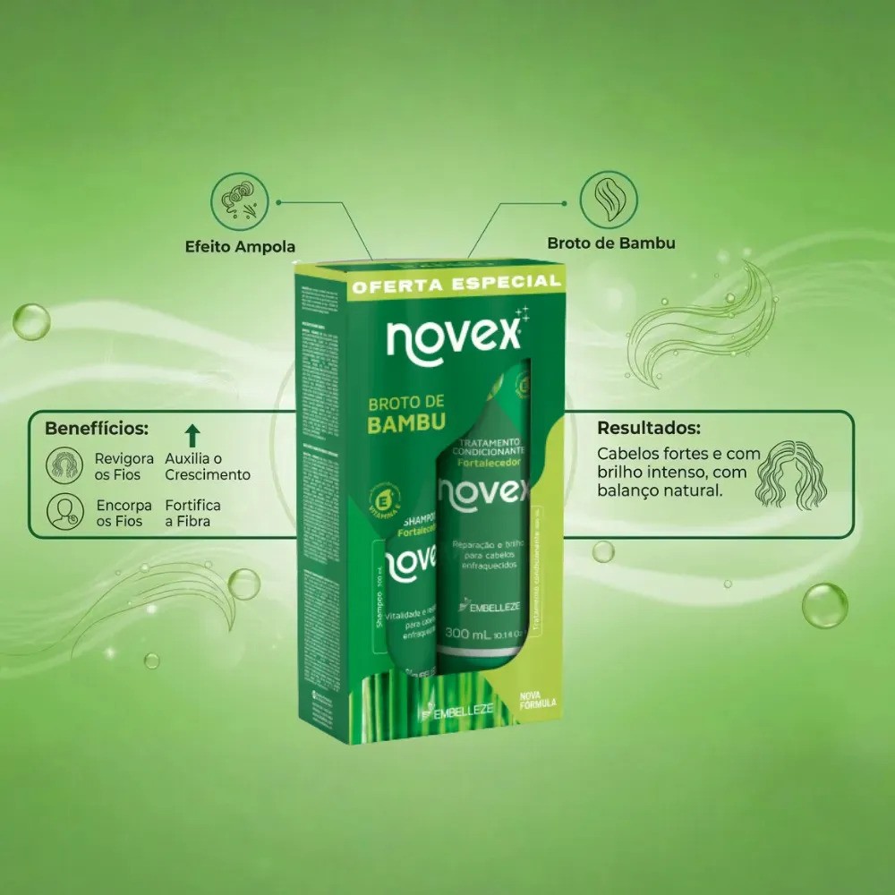 Kit Shampoo Condicionador Broto De Bambu Novex