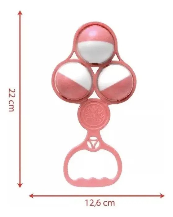 Chocalho Pais & Filhos Bolas Rosa Som Bebê 0-6 Meses
