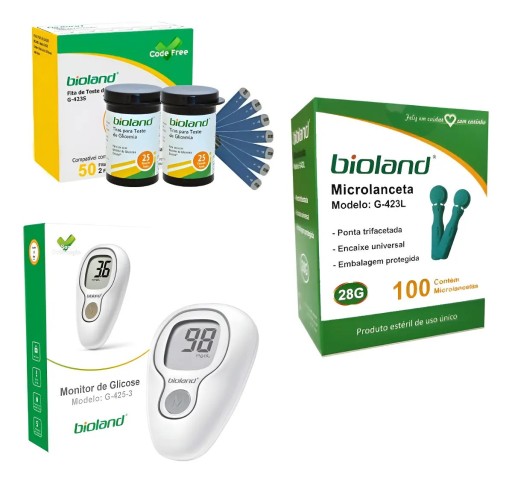 Kit Medidor de Glicose Bioland G-425 + 125 Tiras