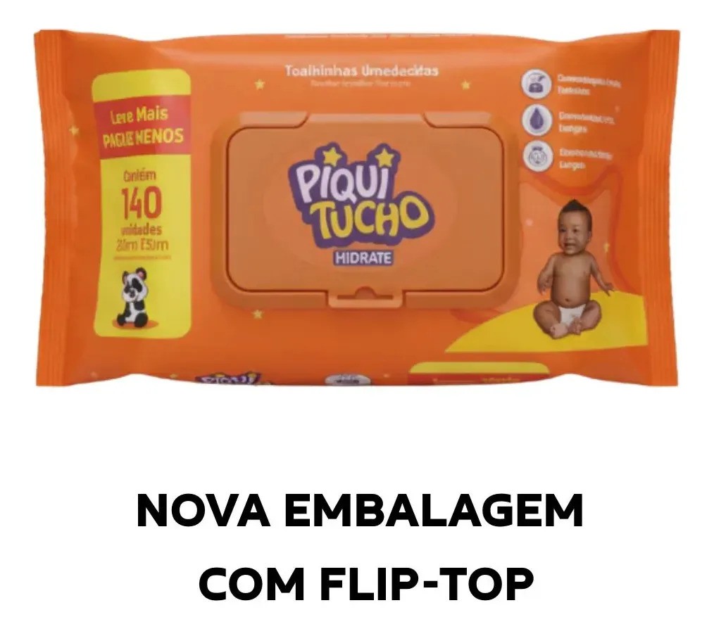 Toalhas Umedecidas Piquitucho Hidrate 140 Unid Sem Álcool Para Bebê