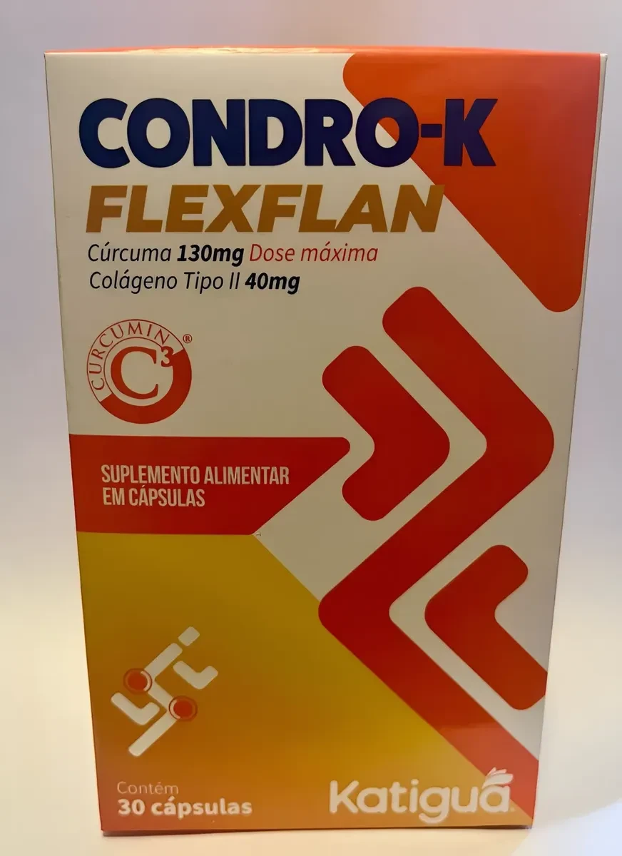 Condro-K Flexflan Katiguá Colágeno Tipo II e Cúrcuma 30 Cápsulas