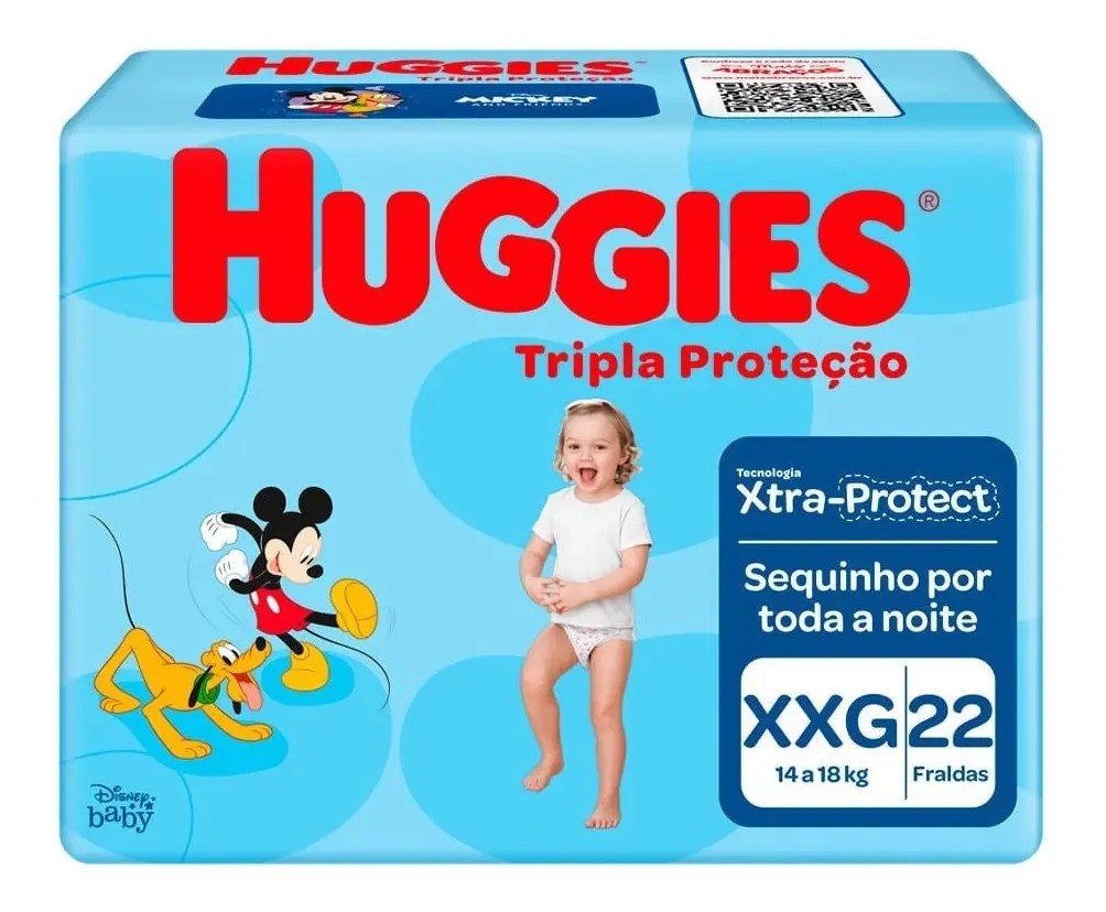 Fraldas Huggies Rápida absorção XGG - kit com 22 unidades
