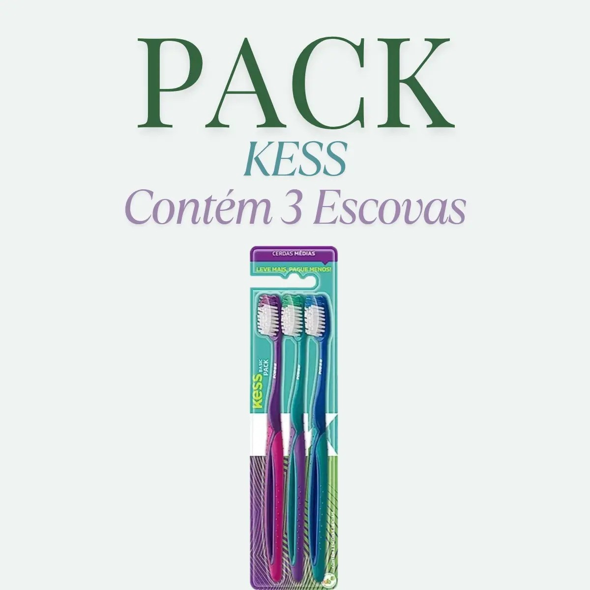 Pack Escovas Dental Kess Basic Plus medio 3 unidades