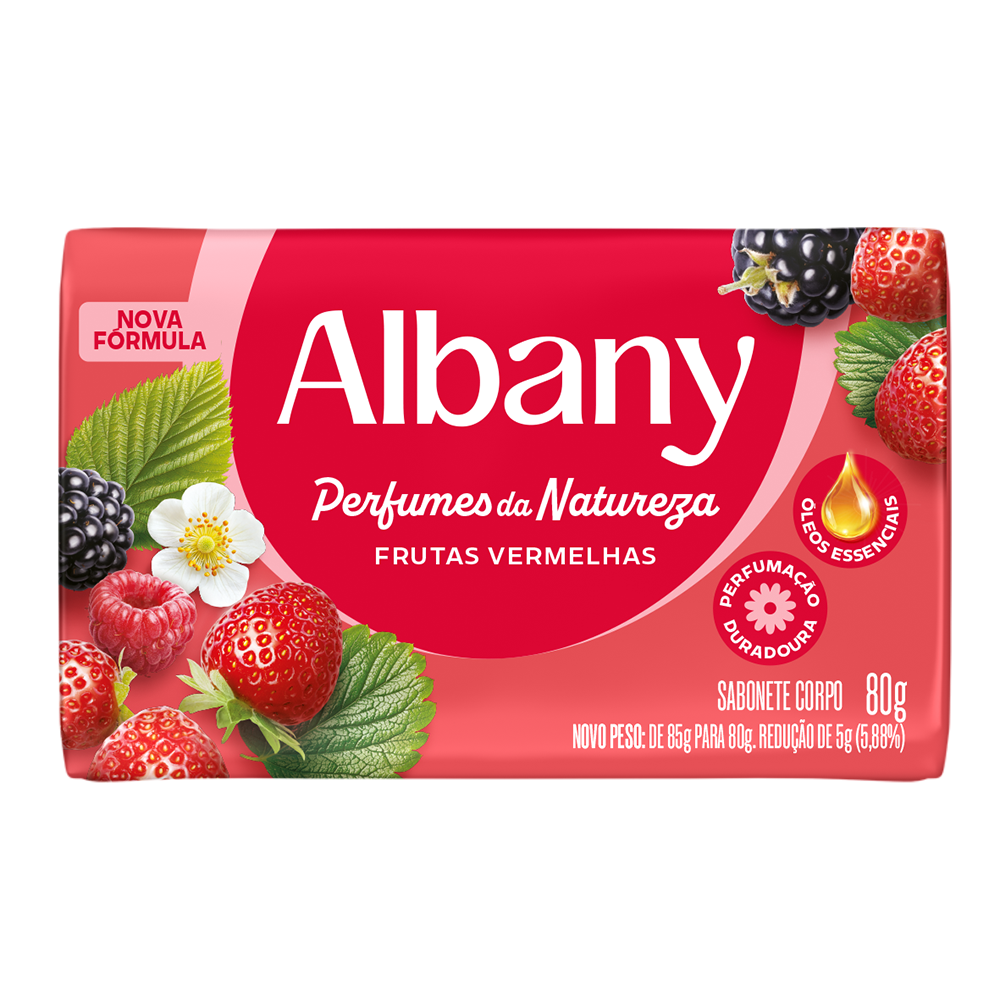 Imagens - Sabonete Barra Albany Perfumação Frutas Vermelhas 80g