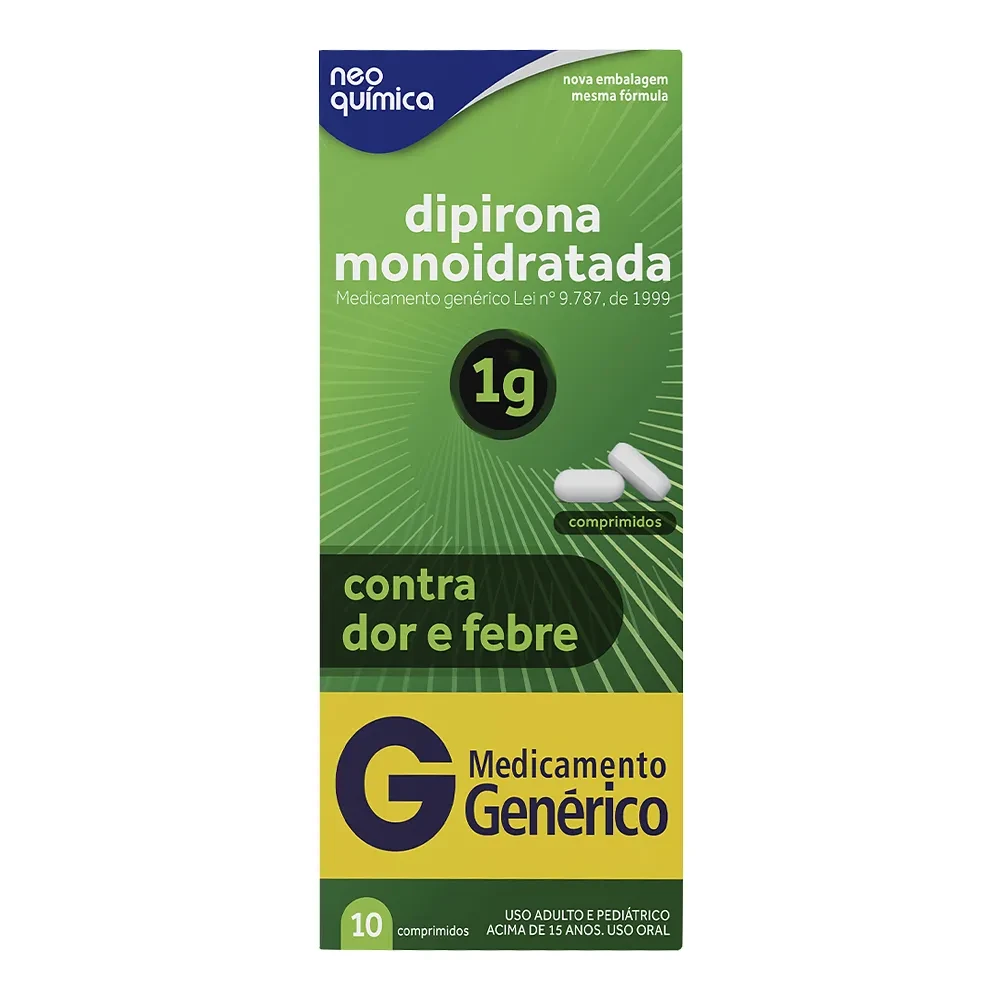 Dipirona Monoidratada 1g 10 Comprimidos Neo Química Genérico
